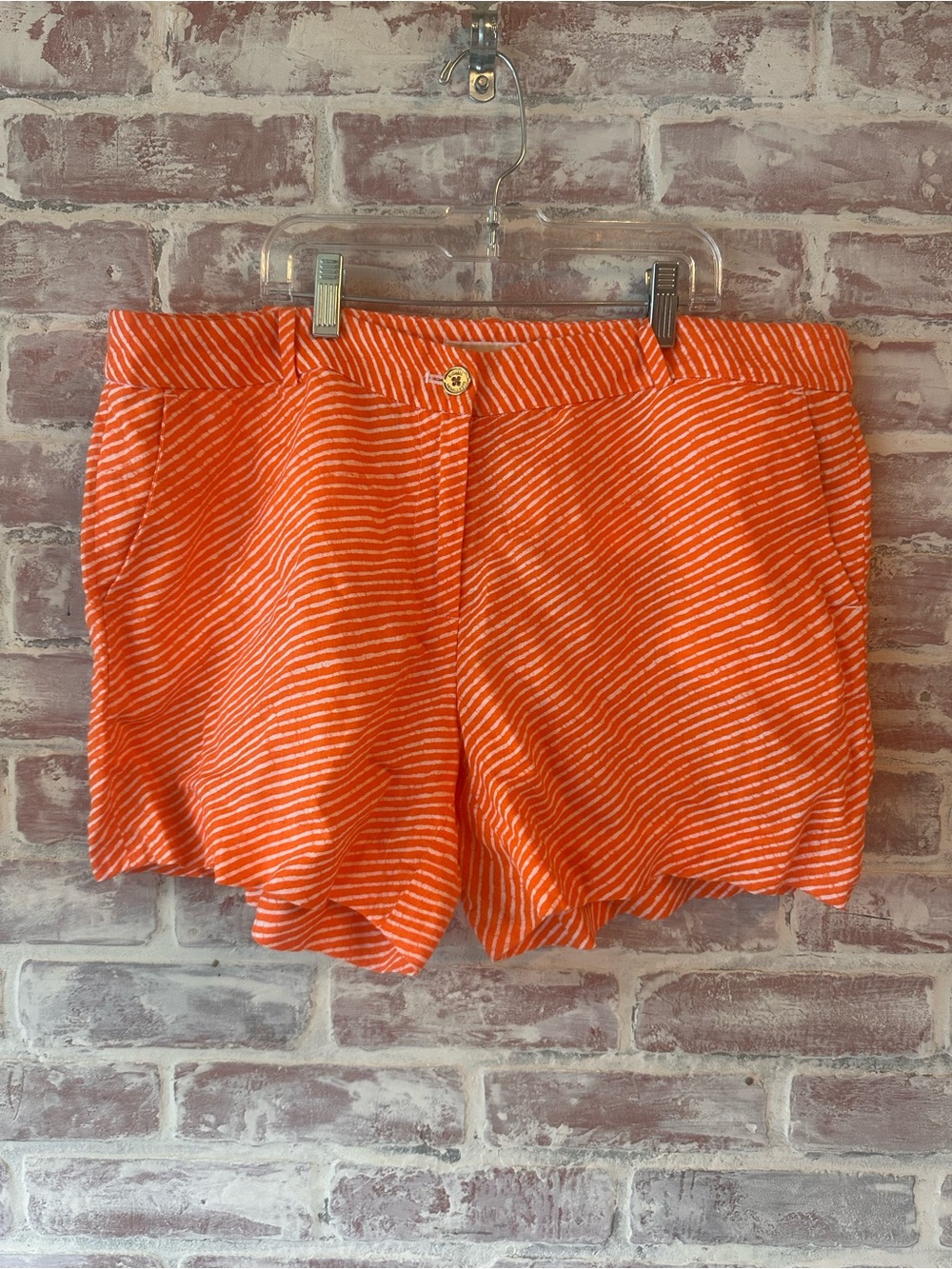 Michael Kors Orange and White Striped Shorts 100% Linen